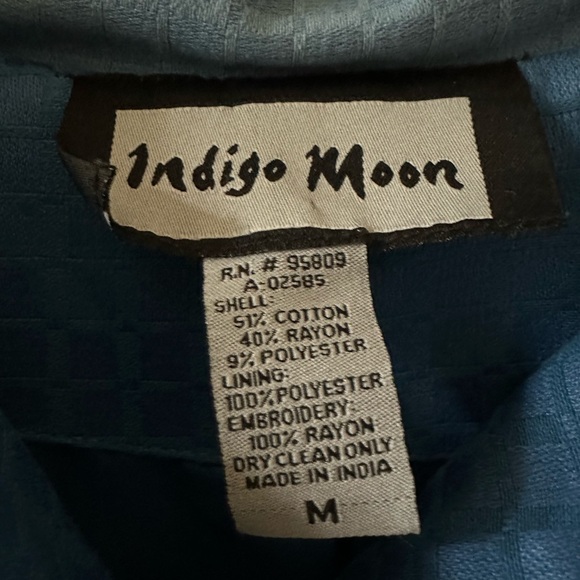 Indigo Moon Boho floral embroidered patchwork jacket size medium - Picture 4 of 4